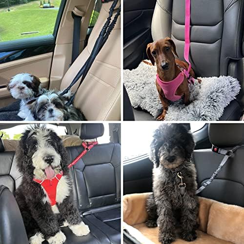 BWOGUE 2 Packs Dog Cat Safety Seat Belt Strap Car Headrest Restraint Adjustable Nylon Fabric Dog Restraints Vehicle Seatbelts Harness