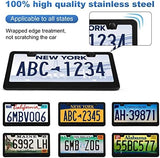 2 Pack License Plate Frames, Stainless Steel Car License Plate Cover Car Accessories with Screw Caps (Black)