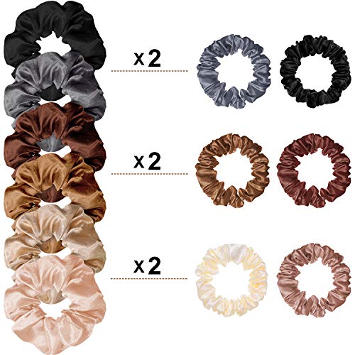 WILLBOND 24 Pieces Satin Hair Scrunchies Bulk Silk Elastic Hair Bands Ropes Ponytail Holder for Women Girls Accessories Decorations(Vintage Colors)