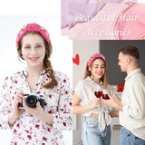 Casoty Valentines Day Headband for Women, Valentines Day Accessories, Rose Pink Heart Headband Cupid, Heart Hair Accessories for Women