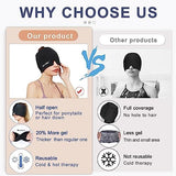 Migraine Relief Gel Ice Head Wrap, Hot and Cold Therapy Headache Relief Hat, Migraine Cap for Puffy Eyes, Headache Eyes Mask for Sinus, Tension and Stress Relief (Black & Blue)