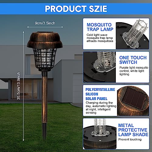 Qualirey 4 Pcs Solar Mosquito Zapper Outdoor Waterproof Solar Zapper Bug Outdoor Solar Powered Mosquito Killer Lamp Lighting Mosquito Repellent Lamp for Garden Yard Insect