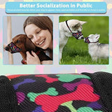 LUCKYPAW Dog Muzzle, Soft Muzzles for Small Medium Large Dogs, Breathable Mouth Cover to Stop Biting and Chewing with Pattern, Allows Panting and Drinking (L-(Snout 7"-9½"), Black Bone)