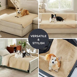 Bedsure 100% Waterproof Bed Cover for Dogs Washable - Non Slip Waterproof Dog Blanket for Bed, Lightweight Furniture Protector Durable for Pet Cat Puppy with Non-Slip Bottom, Beige, 82x102IN