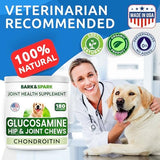 Bark&Spark Glucosamine Chondroitin Dog Hip & Joint Supplement - Joint Pain Relief - Hip & Joint Chews - Joint Support Large Small Breed - Senior Doggie Vitamin Pill Joint Health (180 Treats - Chicken)