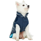 Blueberry Pet Cozy & Comfy Windproof Lightweight Quilted Fall Winter Glossy Dog Puffer Jacket in Navy Blue, Back Length 12.5", Size 10, Warm Coat for Small Dogs