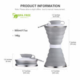 Collapsible Water Bottle, Camping Cup With Carabiner, Reuseable Silicone Foldable Leak Proof Portable Sports Travel Water Bottles For Outdoor, Travel Gym Hiking, BPA Free, Cycling Cups with Carabiner