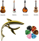 Guitar Capo Shark Guitar Capo Acoustic Capo Electric Guitars Capo Premium Zinc Alloy Guitar Accessories Ukulele Mandolin Banjo Bass (Gold with 6 Picks)