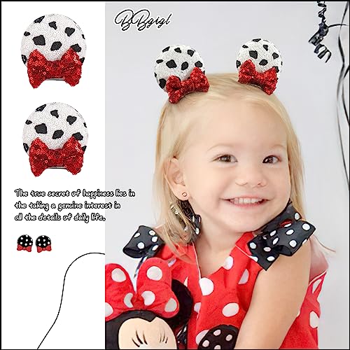 CellElection 8PCS Sequin Mouse Ears Hair Clips Glitter Hair Bows Cute Mice Ears Hair Clips Barrettes for Women Girls Hair Accessories for Costume Party Favor Christmas Decoration