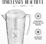 elle decor Acrylic Water Pitcher, Plastic Water Pitcher with Lid and Handle, Fridge Jug, BPA-Free, Shatter-Proof, Use for Iced Tea, Sangria, Lemonade, Juice, and Milk Beverages, 2 Liters (Clear)