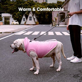 Fleece Lining Dog Hoodie with Harness Built in,Extra Warm Medium Dog Jacket in Winter Doggie Coats with Hooded,Light Pink L