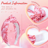 Knotted Headband, 2pcs Top Knot Headbands for Women, Hair Band for Girls, Valentines Day Heart Headband, Pink, Hair Accessories, Wide Headbands, One Size Fits Most