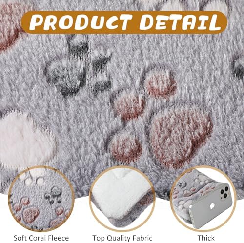 4 Pack Ultra Soft Dog Cat Bed Mat with Cute Prints Reversible Fleece Dog Crate Kennel Pad Cozy Washable Thickened Hamster Guinea Pig Pet Bed Mat for Small Animals(13 x 10 Inches,Light Gray)