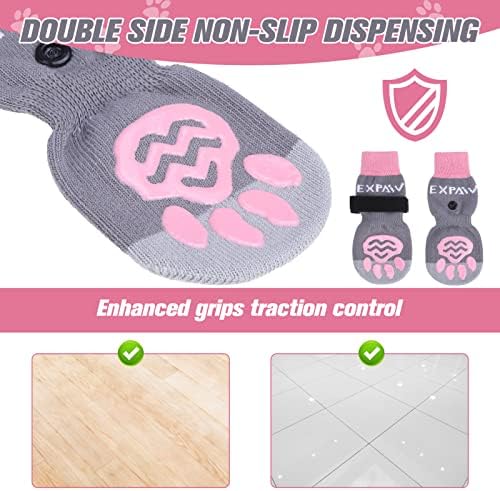 EXPAWLORER Anti-Slip Dog Socks to Prevent Licking Paws,Dog Shoes for Hot/Cold Pavement,Best Paw Protector Traction Control on Hardwood Floor,Dog Booties for Puppy Small Medium Large Senior Dogs