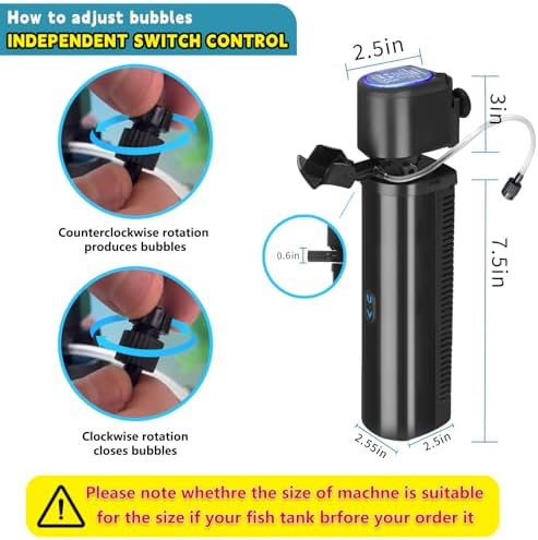200GPH Aquarium Filter, U-V for Aquarium for 20-75 Gal Tank, Submersible Pump Filter for Green Water and Algae Clean, Ultra-Silent Green Killing Machine with Fish Tank Deodorization