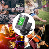 BROTOU Guitar Tuner Clip On with Guitar Capo for Guitar, Bass, Violin, Ukulele, Digital Electronic Tuner Acoustic Guitar Accessories with LCD Display (3 Guitar Picks)
