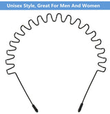 bodbop Metal Hair Band for Men Headband Women Bands Unisex Black Wavy Spring Outdoor Sports Headbands Men's Hoop Clips Accessories Simple Elastic Non Slip Head Headwear