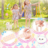 Tagitary Plush Toys Electronic Toy Cat That Walking and Meowing,Tail Wagging Interactive Toy Cat for Kids with Leash,Easter Christmas Birthday Gift for Toddlers Kids