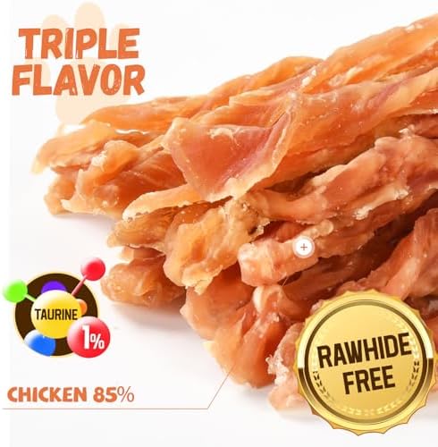 Dog Treats, Chicken Strips for Dogs Natural Healthy Dog Treats Jekry Low Fat Chicken Jerky for Dogs Real Chicken Cuts Training Dog Treats with Taurine for Small Medium Large Dogs 10.58 oz