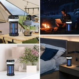 Solar Bug Zapper Outdoor,Cordless Rechargeable Mosquito Zapper, 4200V High Power,45000Hrs Working Life,IP66 Waterproof,Electric Fly Zapper Zapper for Outdoor Home Garden Patio Backyard (Blue-2)