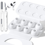 4 Pairs Replacement Ear Tips for AirPods Pro 2nd/1st Generation with Portable Storage Box & Cleaner Pen,Noise Reduction Holewith & Built-in dust Guard Screen,Silicone EarTips(White)