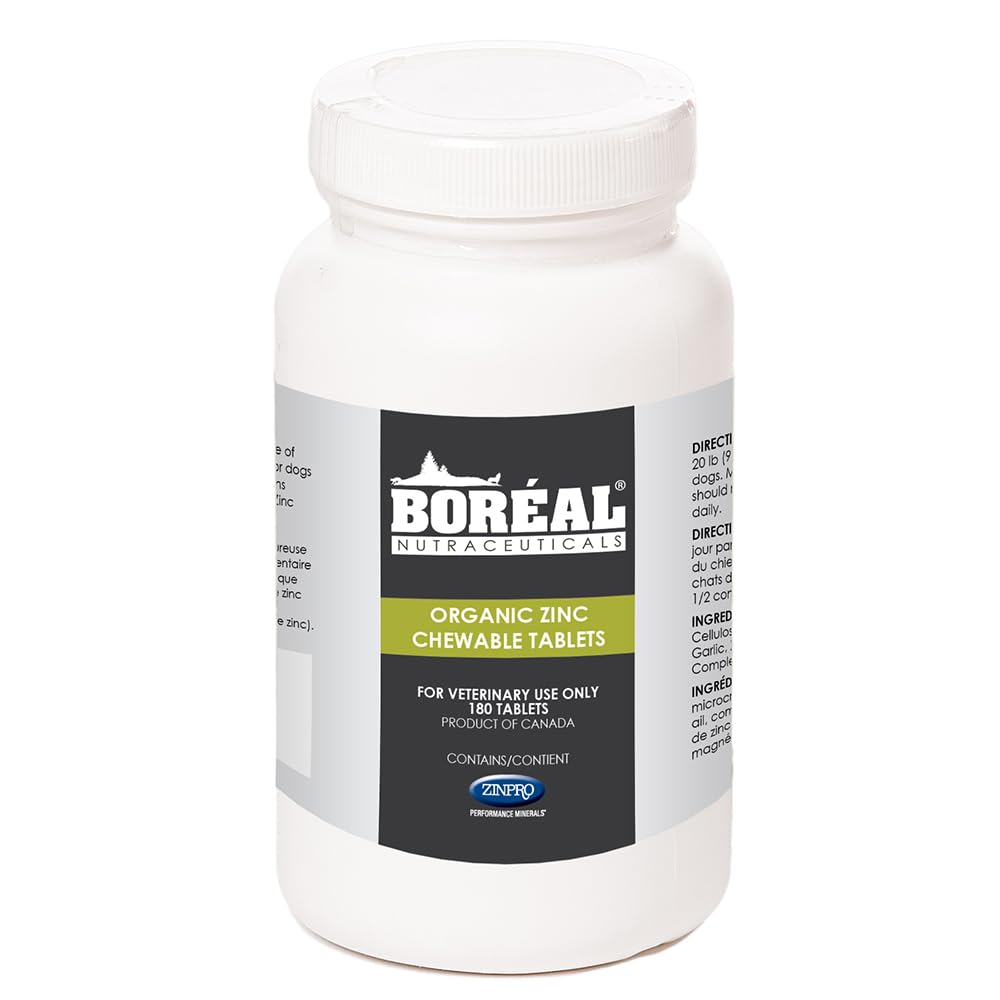 Boreal Nutraceuticals Zinpro Organic Zinc 180 Chewable Tablets for Dogs and Cats - 1 Bottle