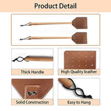DEBETOOL Fly Swatter Set - 2 Pack Wooden Leather Fly Swatter with Hanging Rope, Heavy Duty Fly Swatter for Indoors and Outdoors (2 Brown)