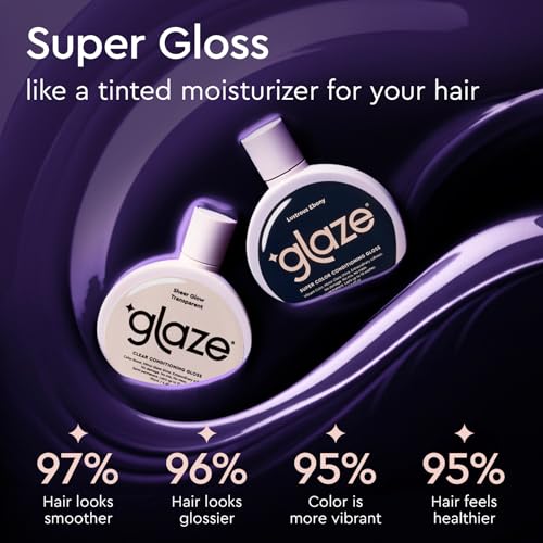 Glaze Super Gloss Color Conditioning Gloss – Lustrous Ebony for Natural Black Hair – Rinse Out Semi-Permanent Hair Gloss that Enhances Color and Boosts Shine & Hydration