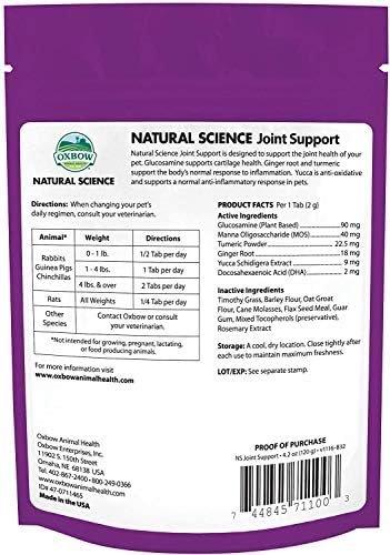 Oxbow Animal Health Natural Science Joint Support Wafers for Small Pets, 4.2 Ounces, Made in The USA (3 Pack)