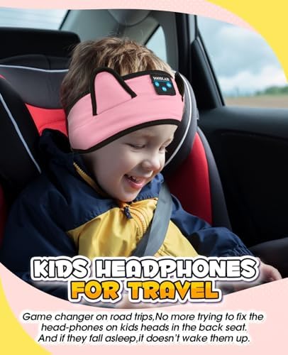 Kids Headphones, Headband Headphones for Children Baby & Toddlers, Bluetooth Toddler Headphones Wireless and Wired Playback 3.5 MM Jack for School, Stretchy & Comfy Travel Accessories