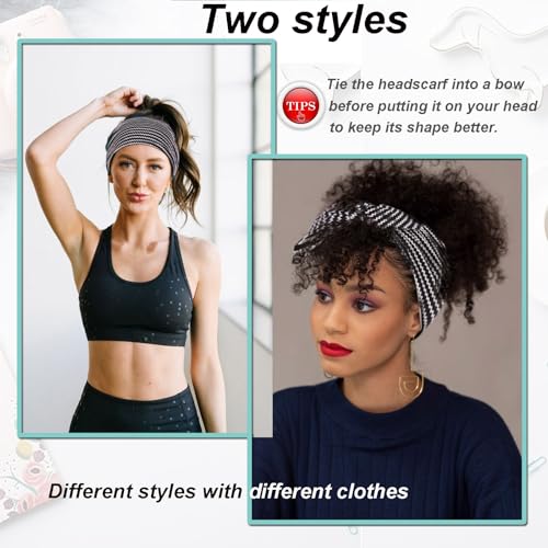 6 Pieces Adjustable Headbands for Women Elastic Knotted Boho Headbands For Women Fashion Wide Headband Hair Scarf Headband Yoga Workout Head Bands Hair Accessories Band