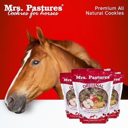 Mrs Pastures Cookies and Treats for Horses - Premium Horse Treats - Made with Apples, Oats, and Rolled Barley - Preservative Free - All Natural Ingredients - No Corn or Soy - Made in USA - (32oz Jar)