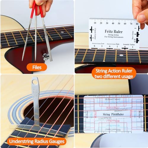 28Pcs Guitar Tool Kit, Guitar Accessories Gifts for Men, Guitar Maintenance Kit with Carry Bag, Guitar Repair Kit for Acoustic Electric Guitar Ukulele Bass Banjo, TIMDAM Guitar Setup Kit Guitar Gifts