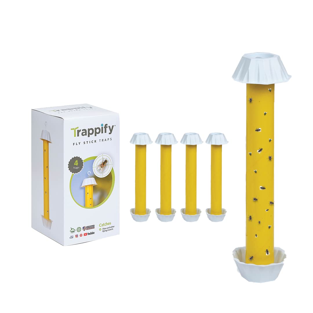 Trappify Hanging Fly Traps Outdoor: Fruit Fly Traps for Indoors | Fly Catcher, Gnat, Mosquito, & Flying Insect Catchers for Inside Home - Disposable Sticky Fly Trap for Indoor House Pest Control