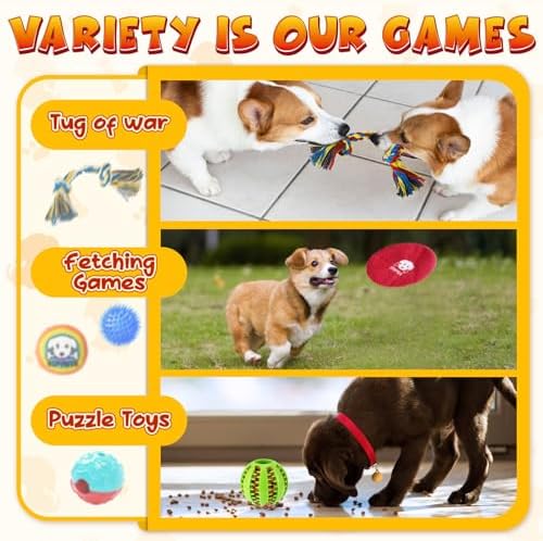 KIPRITII Puppy Toys for Teething - 39 Pack Exclusive Puppy Chew Toys with Rope, Dog Treat Balls & Bottle Holder