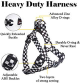 QQPETS Dog Harness Leash Set Adjustable Heavy Duty No Pull Halter Harnesses for Small Medium Large Breed Dogs Back Clip Anti-Twist Perfect for Walking (M(19"-26" Chest Girth), Black Plaid)