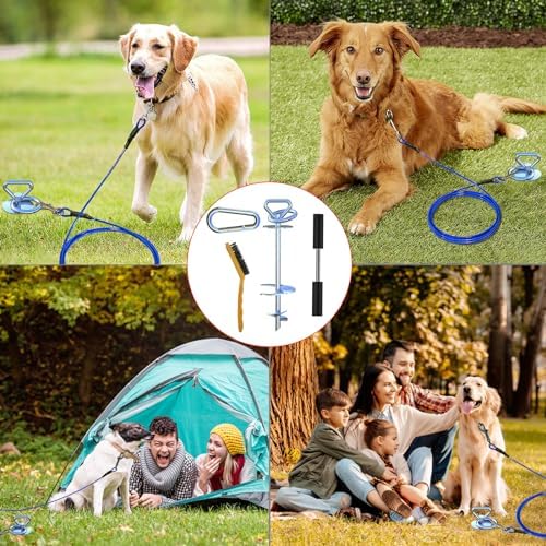 Dog Tie Out Stake,360° Swivel 304 Stainless Steel Dog Run Anchor- Use Any Dog Tie Out Cable or Yard Leash Chains,Heavy Duty Dog Stake for Large Dogs up to 200 LBS-Dog Runner for Yard