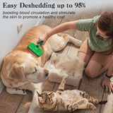 Swihauk Self Cleaning Slicker Brush for Dogs & Cats - Skin Friendly Deshedding Brush for Long and Short Haired Pets, Grooming Brush, Green