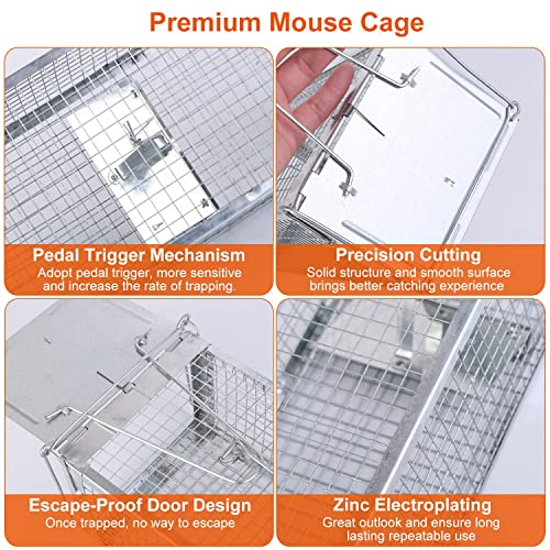 KOCASO Humane Rat Trap, Large 2-Door Mouse Trap That Work for Indoor Home and Outdoor, Catch and Release Live Animal Trap Cage for Squirrel Mice Gopher Vole Chipmunk Raccoon Rodent Rabbit Groundhog