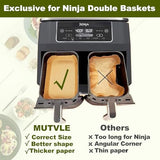 Air Fryer Liners for Ninja Dual, Air Fryer Parchment Paper Liners Disposable for Ninja DZ201, Ninja Foodi Liners, Disposable Ninja Dual Rectangular, AirFryer Paper Liners Rectangle Accessories Ninja