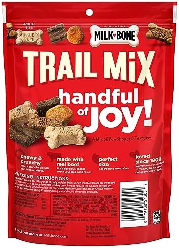 Milk-Bone Trail Mix Chewy & Crunchy Dog Treats, Real Beef & Sweet Potato, 9 Ounce (Pack of 6)