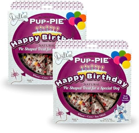 The Lazy Dog Pup-Pie - Original Pup-Pie - Happy Birthday Dog Treat for a Special Dog, 5 oz (Pack of 2, Pie)