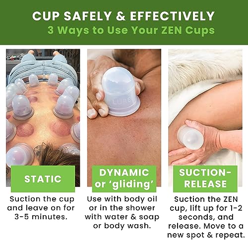LURE Essentials Cupping Kit for Massage Therapy – Zen Cupping Set, Silicone Cupping Set, Massage Cups for Cellulite, Lymphatic Massage, Fascia (2 Cups)
