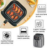 BYKITCHEN 8 inch Square Air Fryer Rack, Set of 3, Stackable Multi-Layer Stainless Steel Dehydrator Rack, Square Air Fryer Accessories for Cosori, Instant Vortex, Nuwave Airfryer, Ninja Foodi Grill