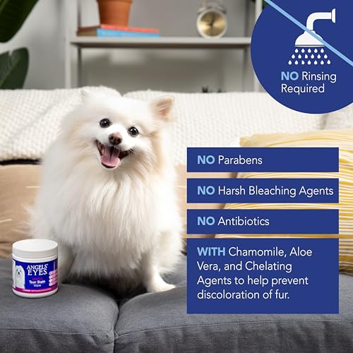 ANGELS' EYES Gentle Tear Stain & Pet Eye Wipes for All Dogs & Cats Textured Grooming Wipes Remove Discharge & Mucus, Reduce Tear Stains, Hypoallergenic with Aloe & Chamomile, 100ct