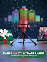 FIFINE AmpliGame PC Gaming Streaming USB Microphone, RGB Desktop Microphone for Computer/Mac/PS4/PS5, Podcast, Recording, TikTok, Game Chat, Condenser Mic with Pop Filter, Shock Mount - Red