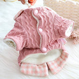 Dog Princess Sweater for Small Dogs Thick Shirt Plaid Clothes Costume Pet Girl Cute Coat Outfits Fall Costumes Winter Dog Sweaters (M,Pink)