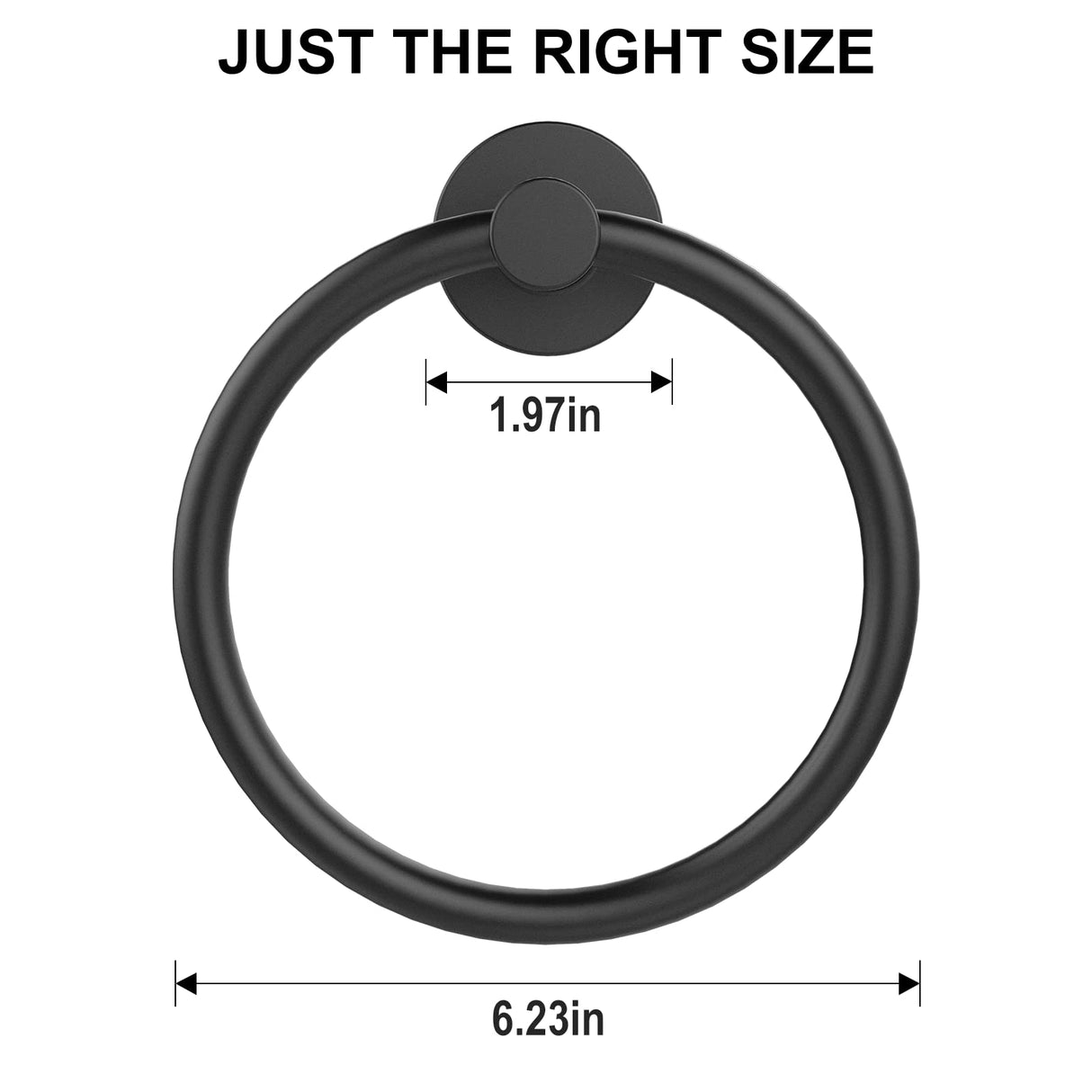 Towel Holder for Bathroom Wall Matte Black Towel Ring Stainless Steel Hand Towel Holder Heavy Duty Towel Hanger for Bath, Kitchen