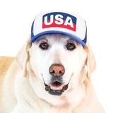 USA Collection, PupLid Trucker Hats for Dogs (Large) Premium Stylish Sun Protection for The Modern Dog - Adjustable for Secure Comfortable Fit on Active Dogs (Blue, Stripes)