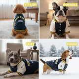 LUVMOJO X-Large Dog Winter Fleece Jacket – Stylish Varsity Doggy Coat with Snap Closure & Thick Lining, Warm Pet Sweater for Large Dogs, Puppy Sport Jackets, Fashion Pup Coats for Holidays, Navy XL